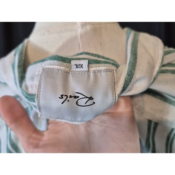 Rails Charli Cordoba Stripe Button Down White Green Linen Blend Top XXL - Picture 11 of 12